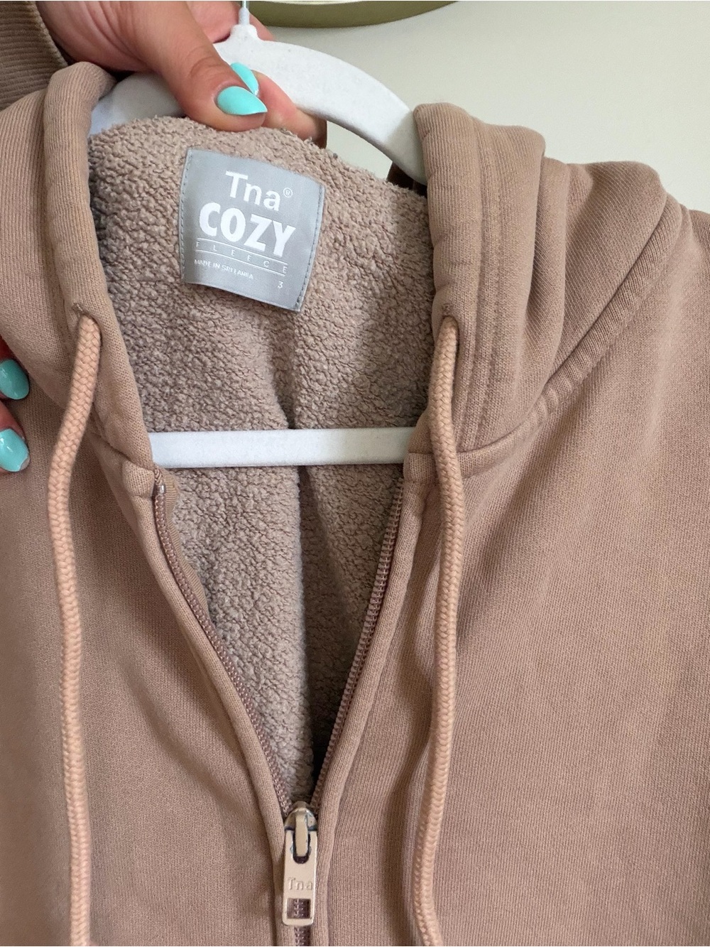 TNA Cozy Hooded Sherpa Zip Jacket - Taupe